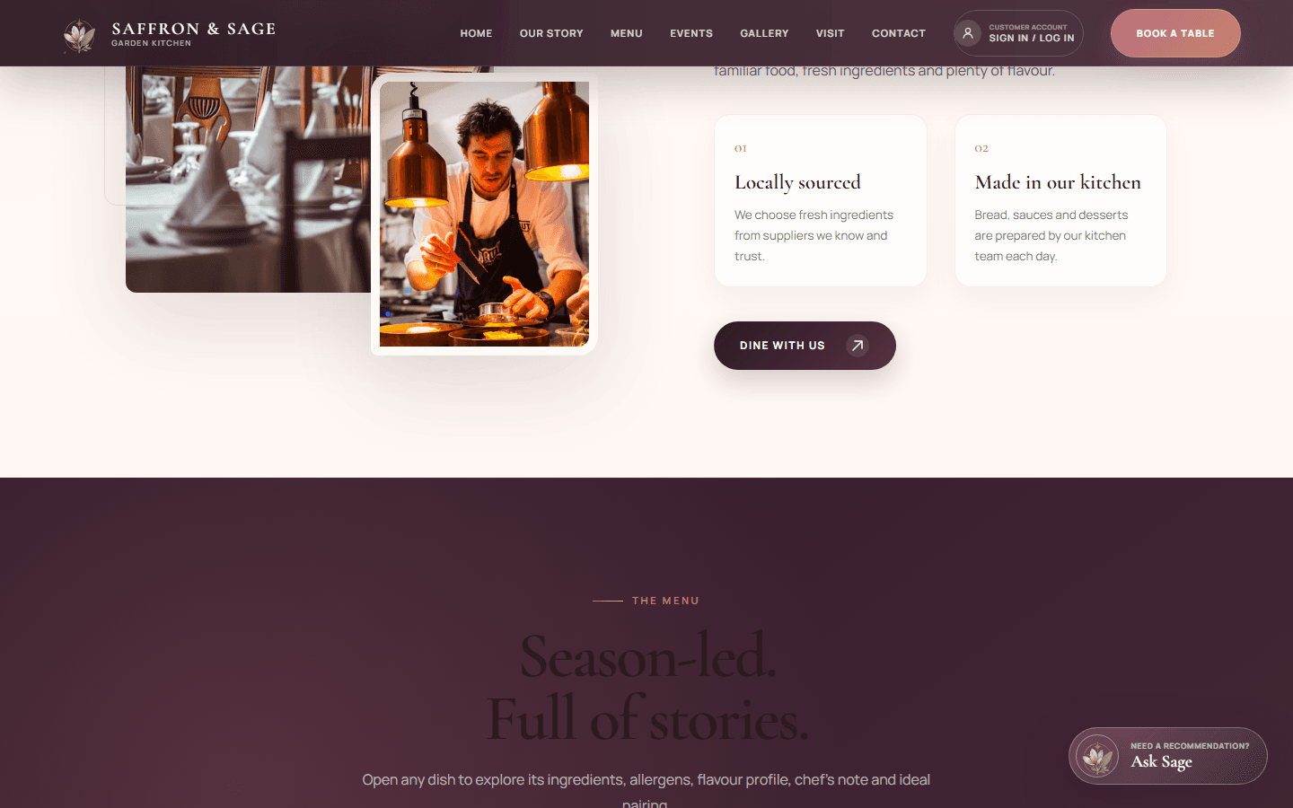 Saffron and Sage ingredient sourcing